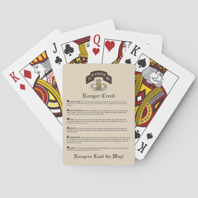 Ranger Creed Playing Cards (Back)