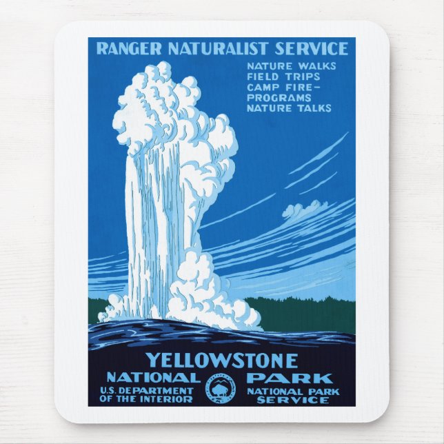 Ranger Naturalist Service ~ Yellowstone Mouse Mat (Front)