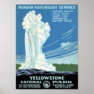 Ranger Naturalist Service Yellowstone Vintage Post Poster