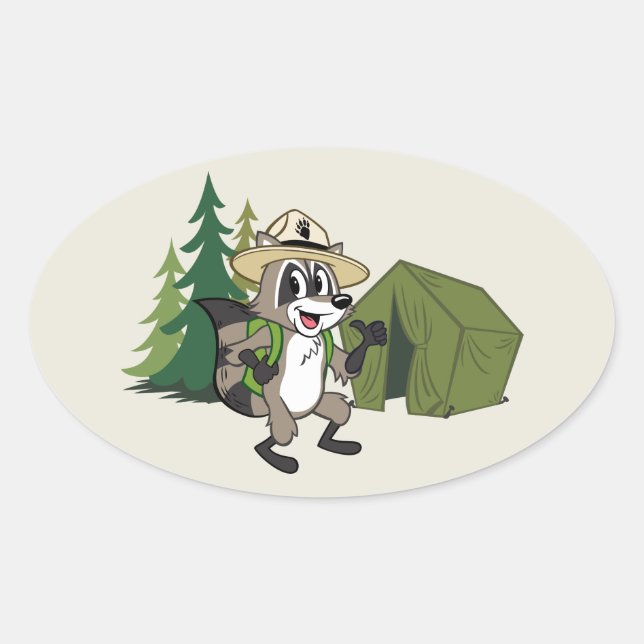 Ranger Rick | Great American Campout -Tent Oval Sticker (Front)