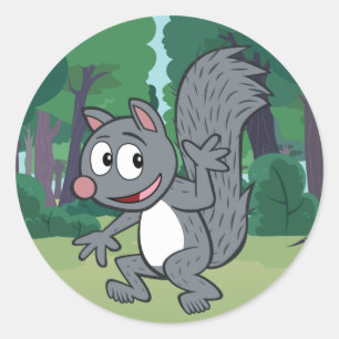Ranger Rick   Grey Squirrel Waving Classic Round Sticker