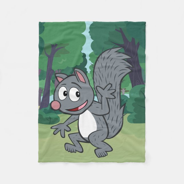 Ranger Rick | Grey Squirrel Waving Fleece Blanket (Front)