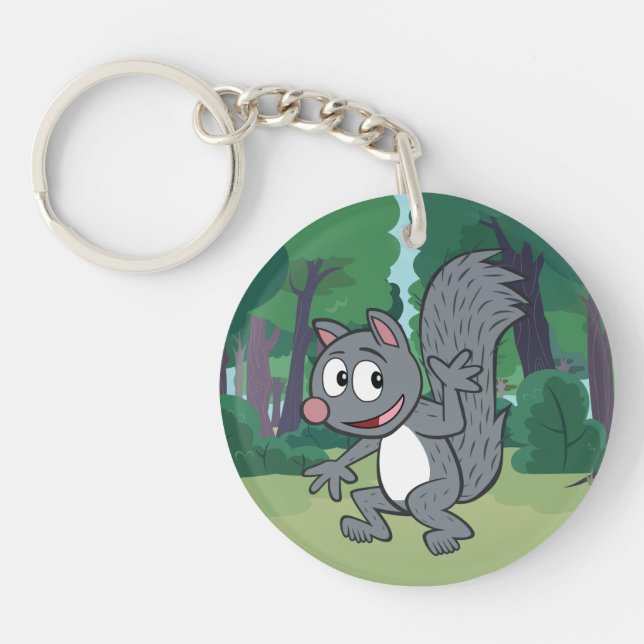 Ranger Rick | Grey Squirrel Waving Key Ring (Front)