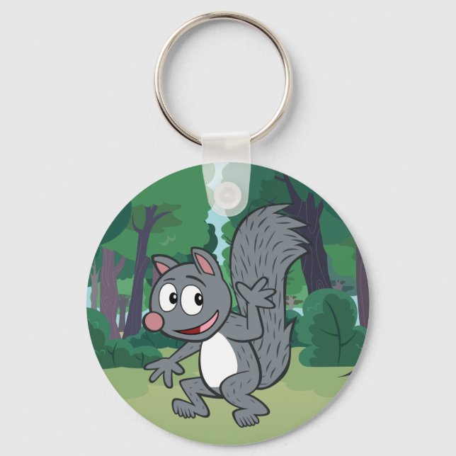 Ranger Rick | Grey Squirrel Waving Key Ring (Front)