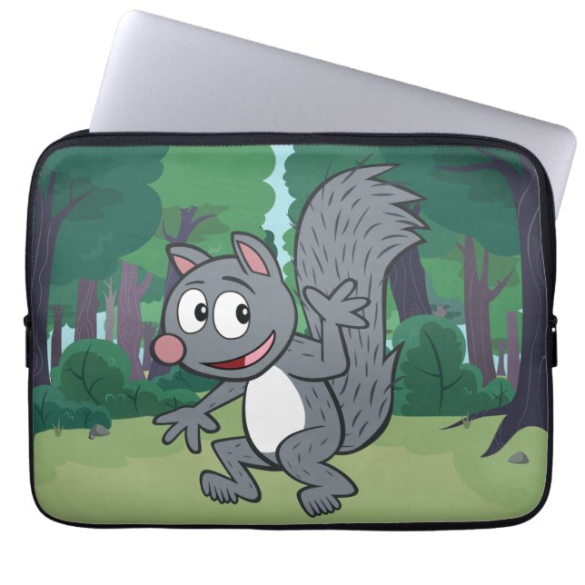Ranger Rick | Grey Squirrel Waving Laptop Sleeve (Front)