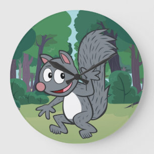 Ranger Rick Grey Squirrel Waving Large Clock