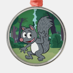 Ranger Rick   Grey Squirrel Waving Metal Tree Decoration