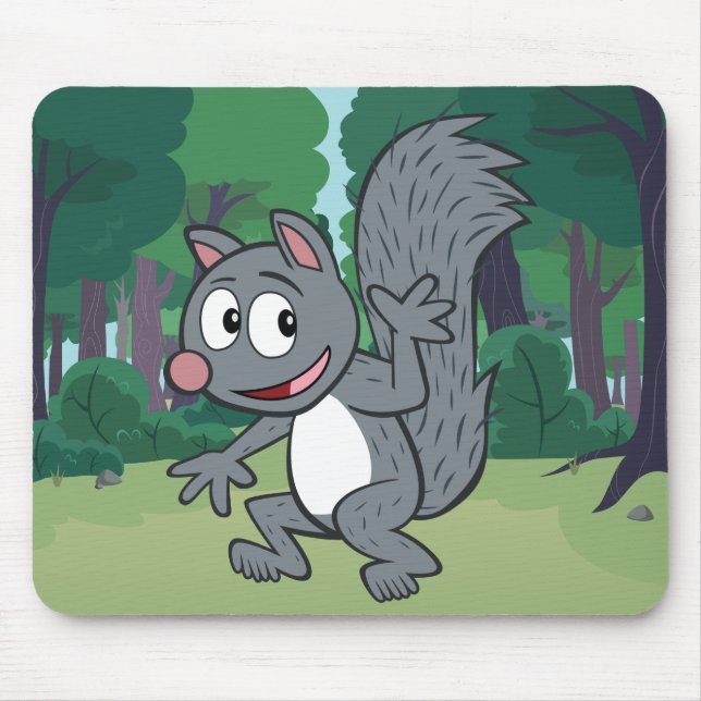 Ranger Rick | Grey Squirrel Waving Mouse Mat (Front)