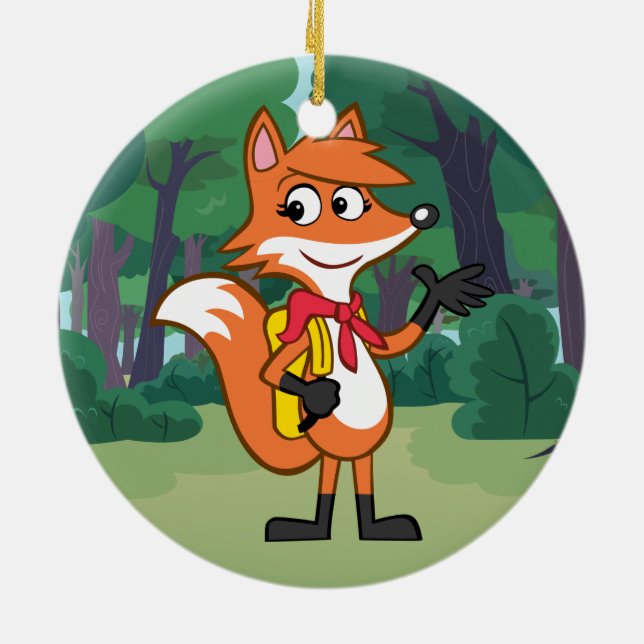 Ranger Rick | Scarlett Fox Waving Ceramic Tree Decoration (Back)