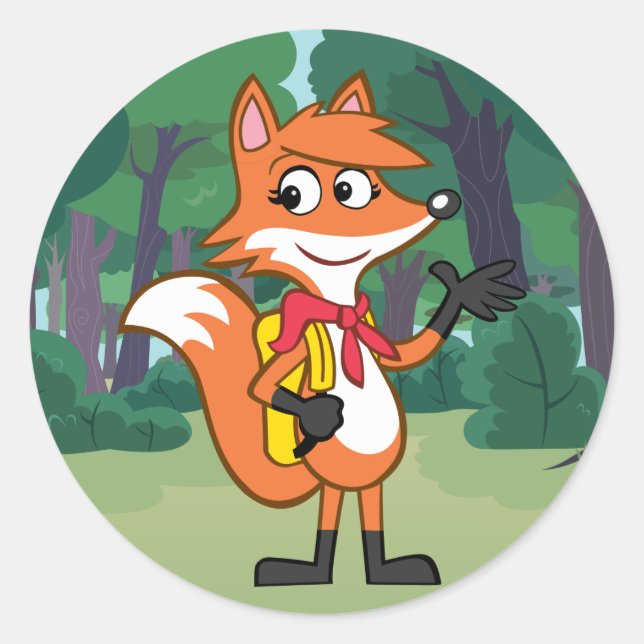 Ranger Rick | Scarlett Fox Waving Classic Round Sticker (Front)