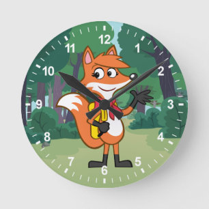 Ranger Rick Scarlett Fox Waving Round Clock