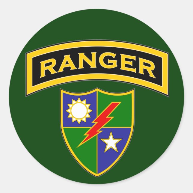 Ranger tab and crest classic round sticker (Front)