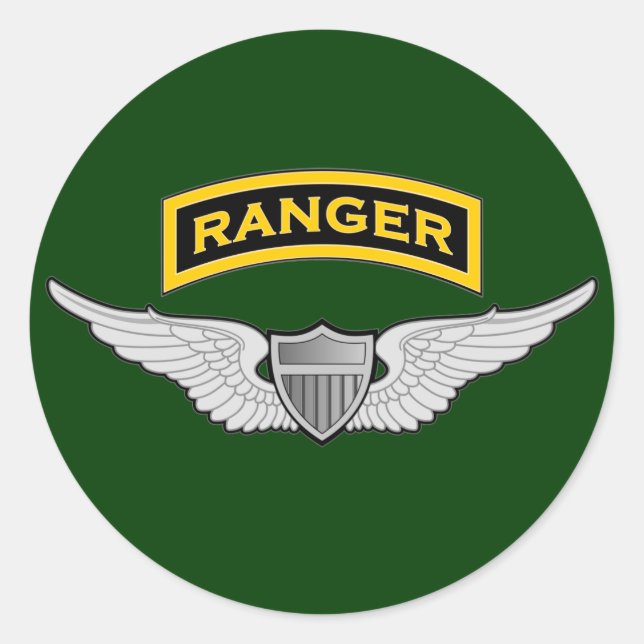 Ranger tab & Aviator wings Classic Round Sticker (Front)
