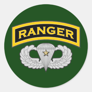 Ranger tab & Jump Wings - Combat Classic Round Sticker
