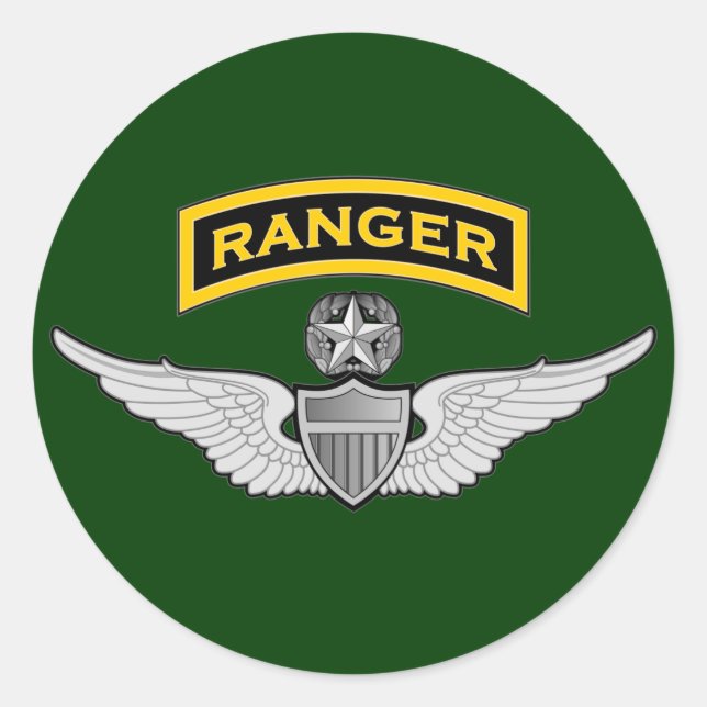 Ranger tab & Master Aviator wings Classic Round Sticker (Front)