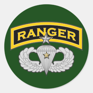 Ranger tab & Senior Jump Wings - Combat Classic Round Sticker
