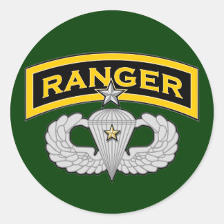 Ranger tab & Senior Jump Wings - Combat Classic Round Sticker