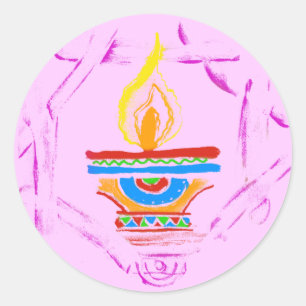Rangoli Deepak Classic Round Sticker