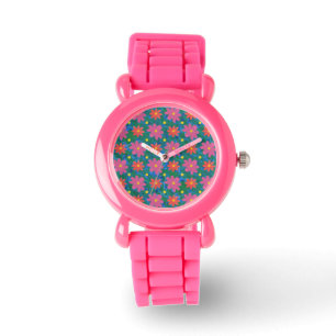 Rangoli Flowers and Polka Dots Kids Glitter Watch