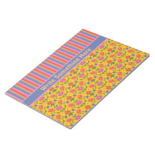 Rangoli Flowers and Stripes Notepad to Personalize