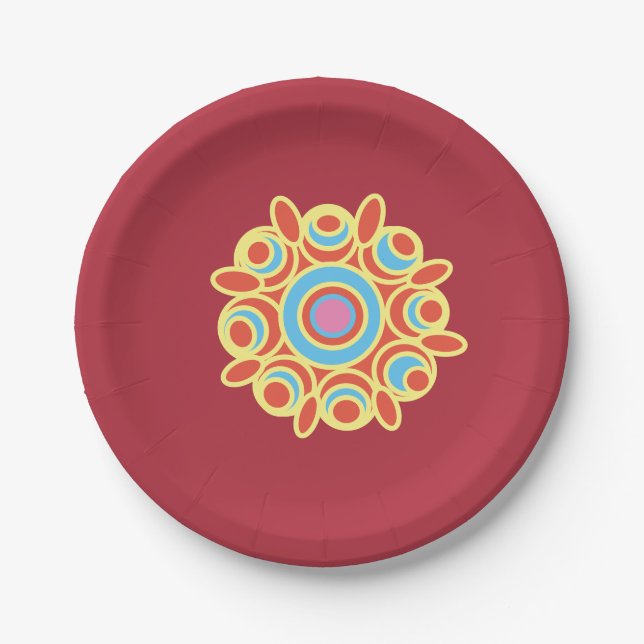 Rangoli of colours art paper plate (Front)