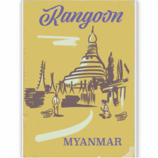 Rangoon Myanmar vintage travel poster