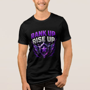 🟣 Rank Up Rise Up Competitive Gamers 🎮 Tri-Blend Shirt