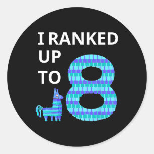 Ranked Up To 8 Birthday Video Game Llama Piñata Bi Classic Round Sticker