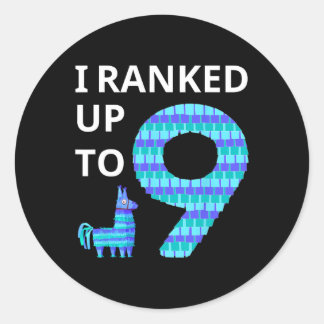 Ranked Up To 9 Birthday Video Game Llama Piñata Bi Classic Round Sticker