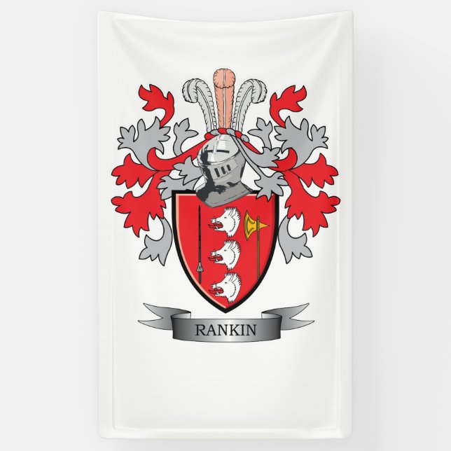 Rankin Family Crest Coat of Arms Banner (Vertical)