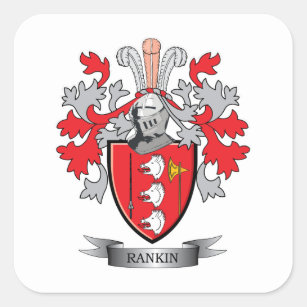 Rankin Family Crest Coat of Arms Square Sticker