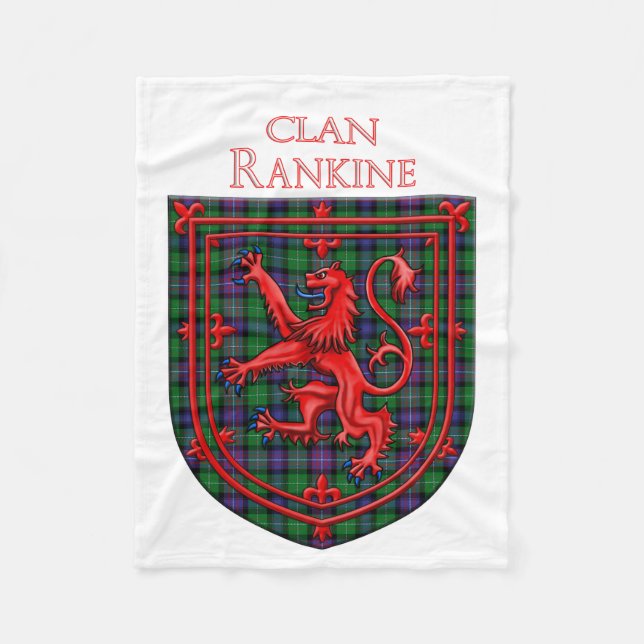 Rankine Tartan Scottish Plaid Lion Rampant Fleece Blanket (Front)