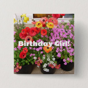 Rannunculus Spring Bulbs floral Flowers Flower 15 Cm Square Badge