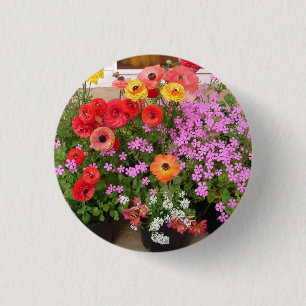 Rannunculus Spring Bulbs floral Flowers Flower 3 Cm Round Badge