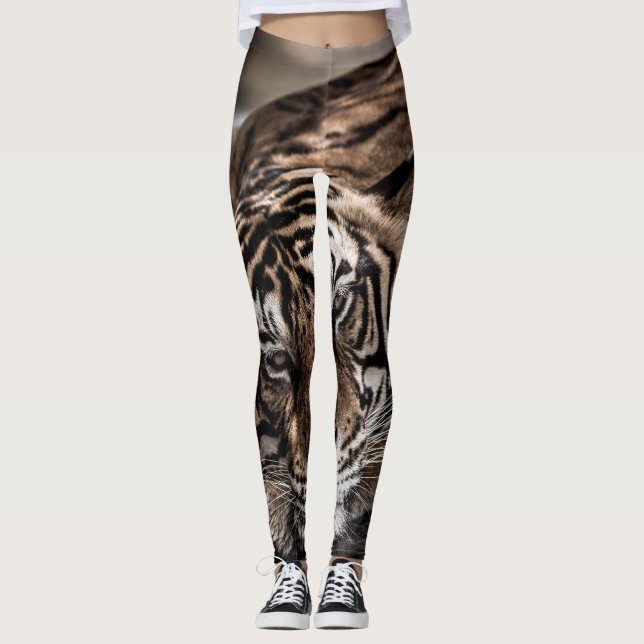 Ranthambore tiger: close-up fine art. leggings (Front)