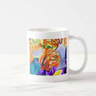 Ranunculus and Iris watercolour art Coffee Mug