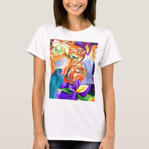 Ranunculus and Iris watercolour art T-Shirt