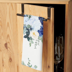 Ranunculus Anemone Hydrangea Rose White background Tea Towel