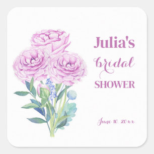 Ranunculus & Anemones Bridal Shower Personalised Square Sticker