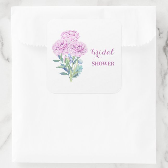 Ranunculus & Anemones Customisable Bridal Shower  Square Sticker (Bag)