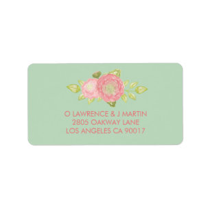 Ranunculus Floral Mint Watercolor Label