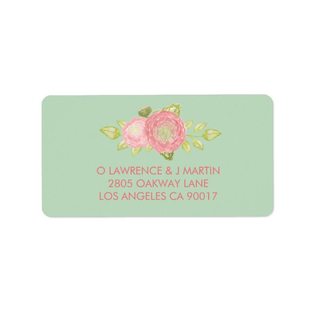 Ranunculus Floral Mint Watercolor Label (Front)