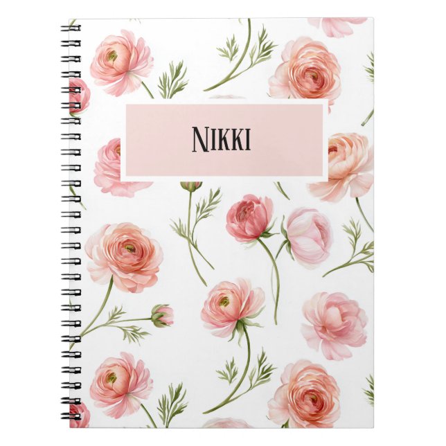 Ranunculus floral pattern design notebook (Front)