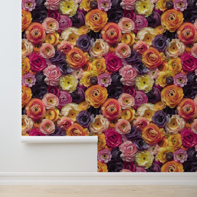 Ranunculus Flower Pattern Florist Store Wall Decor (Application)