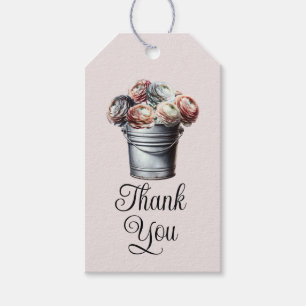 Ranunculus in Tin Pail Rustic Glam Pink Bridal Gift Tags