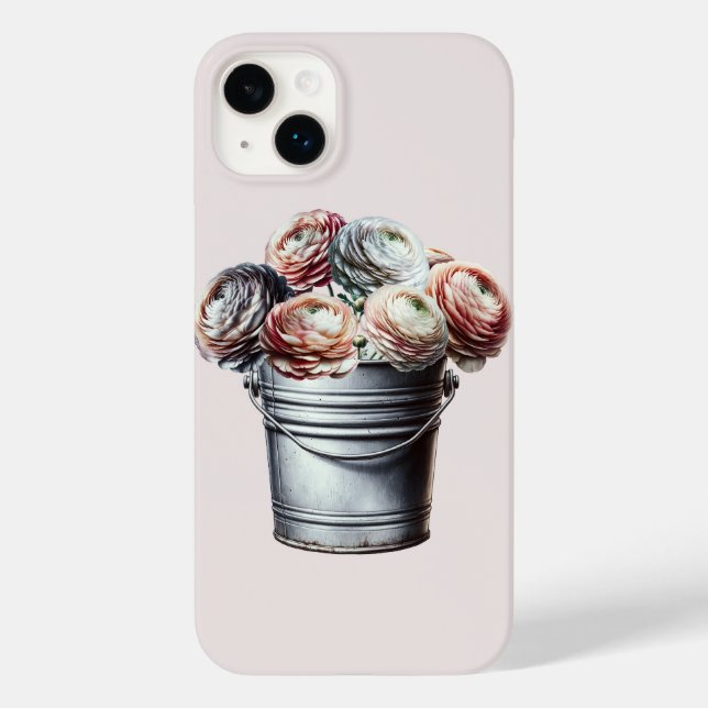 Ranunculus in Tin Pail Rustic Glam Pink Case-Mate iPhone Case (Back)