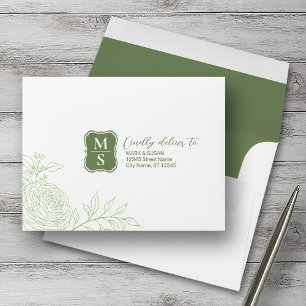Ranunculus Monogram Wedding RSVP Envelopes