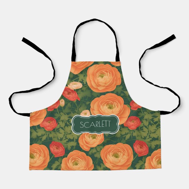 Ranunculus Mosaic Colourful Personalised Pattern Apron (Front)