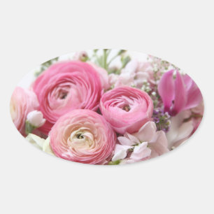 ranunculus, other spring flowers oval stickers
