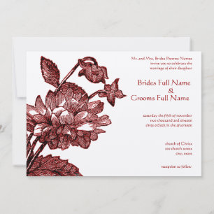 Ranunculus Rose Burgundy Modern Wedding Invitation